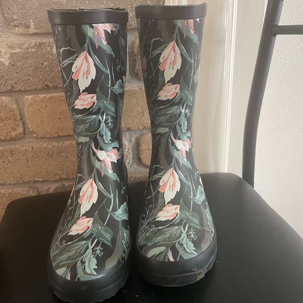 Target Black Floral Rain Boots